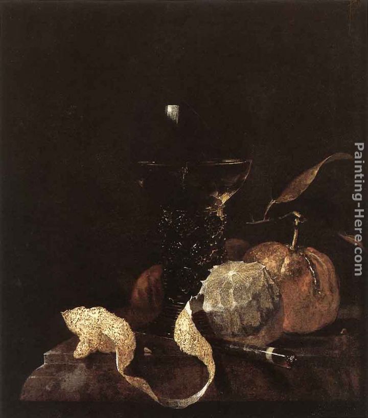 Still-Life with Lemon, Oranges and Glass of Wine painting - Willem Kalf Still-Life with Lemon, Oranges and Glass of Wine art painting